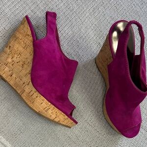Carlos Santana women's platform, pink suede wedge (9)